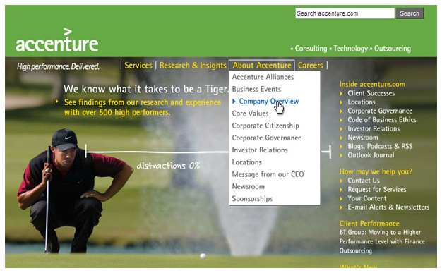 Accenture.com Homepage, 2005-2008